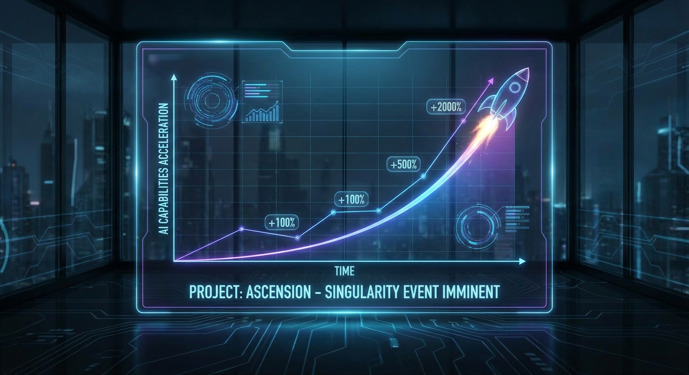 Gráfica de crecimiento exponencial mostrando la aceleración de las capacidades de IA