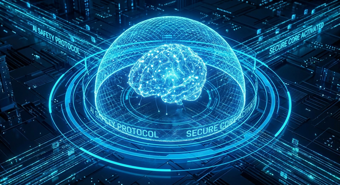 Escudo digital protegiendo una red neuronal de IA